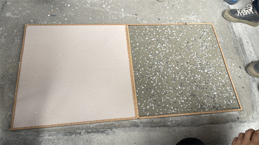 彩石无机磨石、水性环氧无机磨石摊铺完成